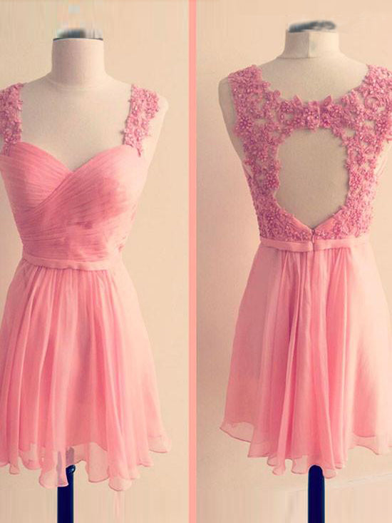 Charming Pink Green Chiffon Applique Evening Dress Long Prom Dress cc2779 main image 1