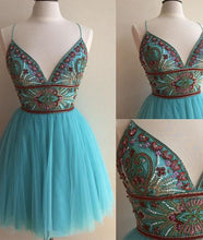 Beautiful Homecoming Dress A-line Spaghetti Straps Sexy Short Prom Dress Party Dress JK381