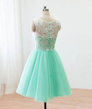 Beautiful Homecoming Dress Scoop Sage Lace Tulle Short Prom Dress Party Dress JK386