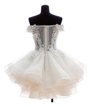 Chic Sexy Homecoming Dress Ivory Appliques Organza Short Prom Dress Party Dress JK389