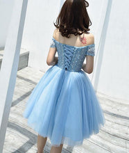 Beautiful Homecoming Dress Appliques Light Sky Blue Short Prom Dress Party Dress JK399