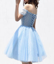 Beautiful Homecoming Dress Appliques Light Sky Blue Short Prom Dress Party Dress JK399