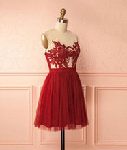 Beautiful Homecoming Dress Scoop Appliques Tulle Short Prom Dress Party Dress JK406