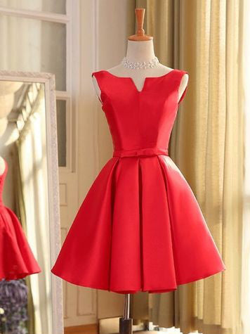 Sexy Cheap Homecoming Dress Bateau Satin Bowknot Short Prom Dress Party Dress JK410