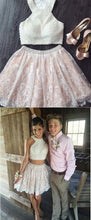 Two Piece Homecoming Dress Sexy Lace Beading Short Prom Dress Party Dress JK411
