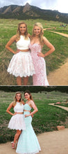 Two Piece Homecoming Dress Sexy Lace Beading Short Prom Dress Party Dress JK411