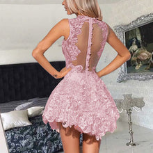 Chic Homecoming Dress Sexy High Neck Lace Short Prom Dress Party Dress JK420