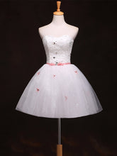 Cute Ivory Homecoming Dress Sweetheart Bowknot Lace Short Prom Dress Party Dress JK421