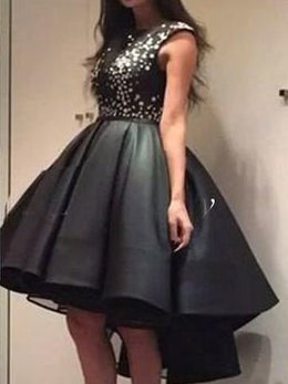 Little Black Dresses Asymmetrical Homecoming Dress Short Prom Dress Party Dress JK430