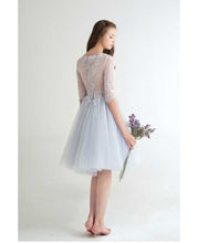 Beautiful Homecoming Dress Bateau Half Sleeve Lace Short Prom Dress Party Dress JK433