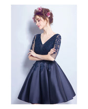 Sexy Homecoming Dress V-neck Knee-length Satin Short Prom Dress Party Dress JK434