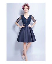 Sexy Homecoming Dress V-neck Knee-length Satin Short Prom Dress Party Dress JK434