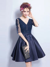 Sexy Homecoming Dress V-neck Knee-length Satin Short Prom Dress Party Dress JK434
