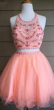 Chic Sexy Homecoming Dress Two Piece Tulle Short Prom Dress Party Dress JK435