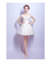 Cute Homecoming Dress Bowknot Off-the-shoulder Ivory Short Prom Dress Party Dress JK436