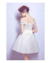 Cute Homecoming Dress Bowknot Off-the-shoulder Ivory Short Prom Dress Party Dress JK436