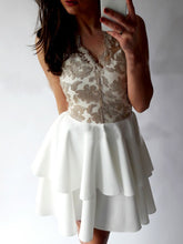 Sexy Homecoming Dress V-neck Lace Ivory Short Prom Dress Party Dress JK439