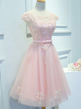 Beautiful Homecoming Dress Scoop Pink Lace-up Short Prom Dress Party Dress JK442