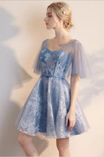 Lavender Chic Homecoming Dress V-neck Tulle Lace Short Prom Dress Party Dress JK443