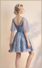 Lavender Chic Homecoming Dress V-neck Tulle Lace Short Prom Dress Party Dress JK443
