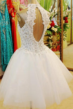 Chic Sexy Homecoming Dress Halter Tulle Ivory Short Prom Dress Party Dress JK448