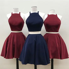 Two Piece Homecoming Dress Lace-up Sexy Burgundy Short Prom Dress Party Dress JK449