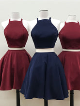 Two Piece Homecoming Dress Lace-up Sexy Burgundy Short Prom Dress Party Dress JK449
