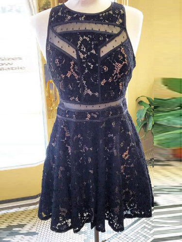 Sexy Lace Homecoming Dress Scoop Dark Navy Short Prom Dress Party Dress JK450