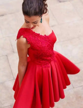 Sexy Homecoming Dress One Shoulder Appliques Red Short Prom Dress Party Dress JK465