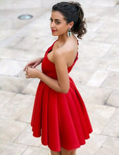Sexy Homecoming Dress One Shoulder Appliques Red Short Prom Dress Party Dress JK465