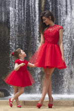 Lace Homecoming Dress A-line Scoop Tulle Red Short Prom Dress Party Dress JK466