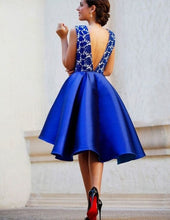 Sexy High Low Homecoming Dress V-neck A-line Royal Blue Short Prom Dress Party Dress JK469