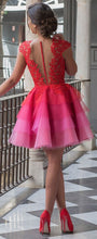 Red Homecoming Dress Scoop A-line Tulle Lace Short Prom Dress Party Dress JK473