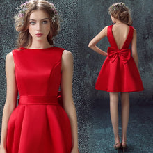 Red Homecoming Dress A-line Bateau Bowknot Cheap Short Prom Dress Party Dress JK474