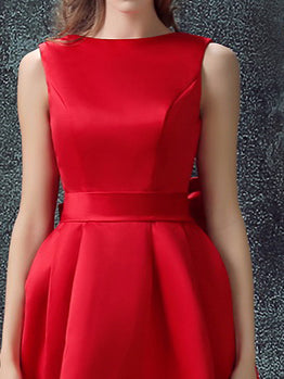 Red Homecoming Dress A-line Bateau Bowknot Cheap Short Prom Dress Party Dress JK474