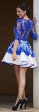 Royal Blue Homecoming Dress Scoop A-line Lace Short Prom Dress Party Dress JK475