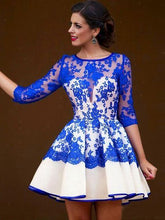 Royal Blue Homecoming Dress Scoop A-line Lace Short Prom Dress Party Dress JK475