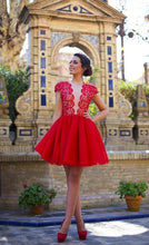 Red Homecoming Dress A-line Scoop Lace Cheap Short Prom Dress Party Dress JK478