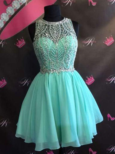 Sexy Homecoming Dress Scoop Rhinestone A-line Short Prom Dress Party Dress JK485