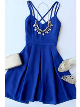 Royal Blue Homecoming Dress Criss-Cross Straps A-line Short Prom Dress Party Dress JK488