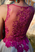 Chic Homecoming Dress Scoop Lace A-line Fuchsia Short Prom Dress Party Dress JK489