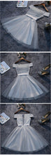 Cheap Homecoming Dress Off-the-shoulder Ruffles Sliver Short Prom Dress Tulle Party Dress JK497