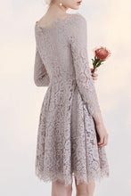 Lace Homecoming Dress A-line Off-the-shoulder Long Sleeve Short Prom Dress Chic Party Dress JK505