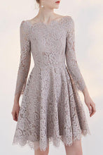 Lace Homecoming Dress A-line Off-the-shoulder Long Sleeve Short Prom Dress Chic Party Dress JK505