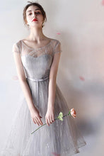 Chic Homecoming Dress Scoop A-line Tulle Knee-length Short Prom Dress Sexy Party Dress JK508