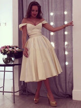 Sexy Homecoming Dress A-line Off-the-shoulder Tea-length Short Prom Dress Chic Party Dress JK510|Annapromdress