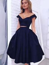 Sexy Homecoming Dress A-line Off-the-shoulder Tea-length Short Prom Dress Chic Party Dress JK510