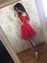 Red Homecoming Dress Little Black Dress A-line Off-the-shoulder Short Prom Dress Party Dress JK511