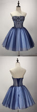 Chic Homecoming Dress Strapless A-line Beading Short Prom Dress Tulle Party Dress JK512