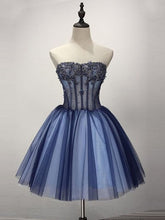 Chic Homecoming Dress Strapless A-line Beading Short Prom Dress Tulle Party Dress JK512